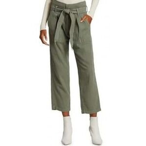 Citizens of Humanity Womens 26 Olive Noelle Cropped Belted Paper Bag Waist Pants